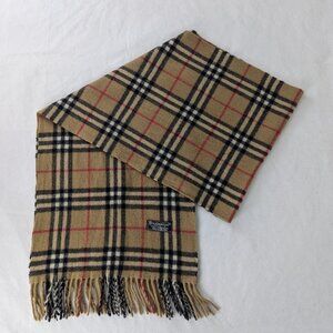 Pre-Loved Burberry's Classic Check Scarf Beige – Unisex – Soft & Cozy Lambswool